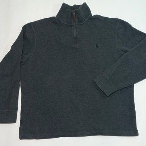 Polo Ralph Lauren Sweater Mock Neck Gray Pullover 1/4 Zip Long Sleeve Men's Sz L